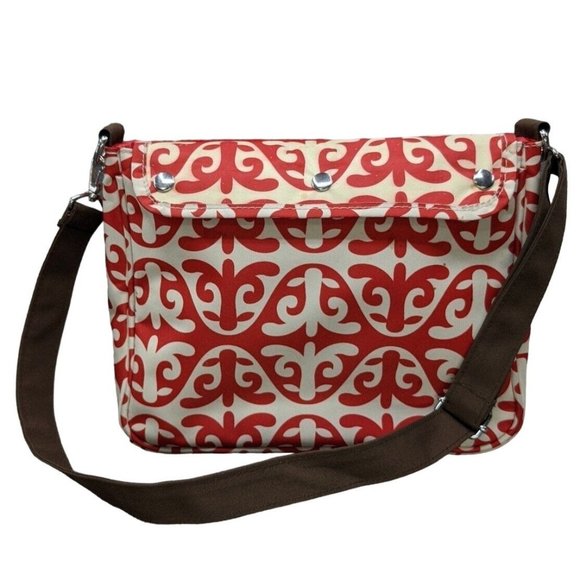 Infantino Savvy Bag Diaper Bag with Changing Pad Red Cream Printed - Picture 1 of 14